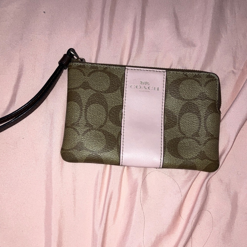 Coach Y2K  tan and pink Wristlet